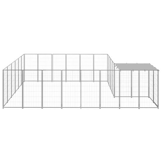 Très Grand Chenil pour Chien en Acier Jardin avec Toit de Protection 12,1 m² Argenté - ComfortXL Pet Living - Image 3