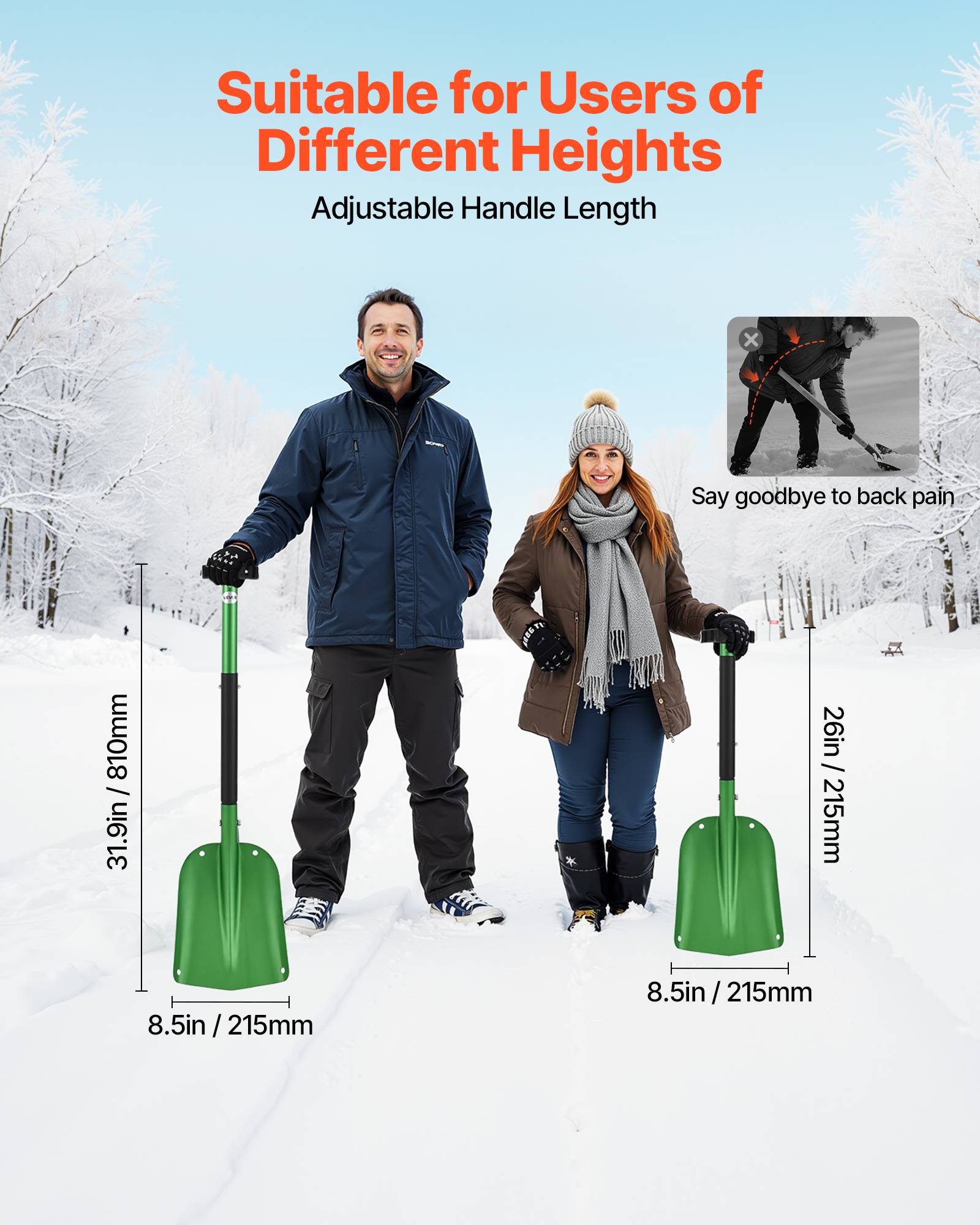 Vevor - VEVOR Pelle à neige 21,5 cm en alliage d'alu avec manche en T légère et robuste - Image 3