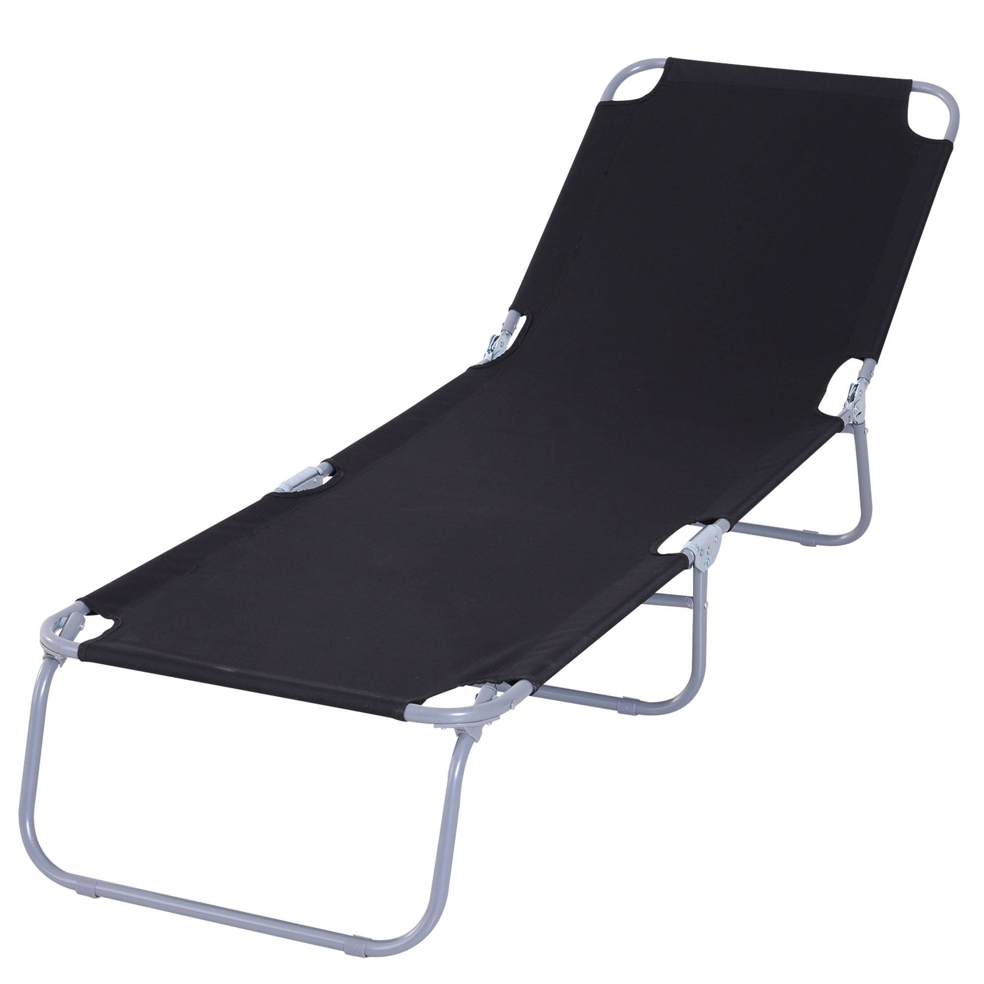 Chaise longue de jardin pliante en métal et tissu Oxford respirant - Image 1
