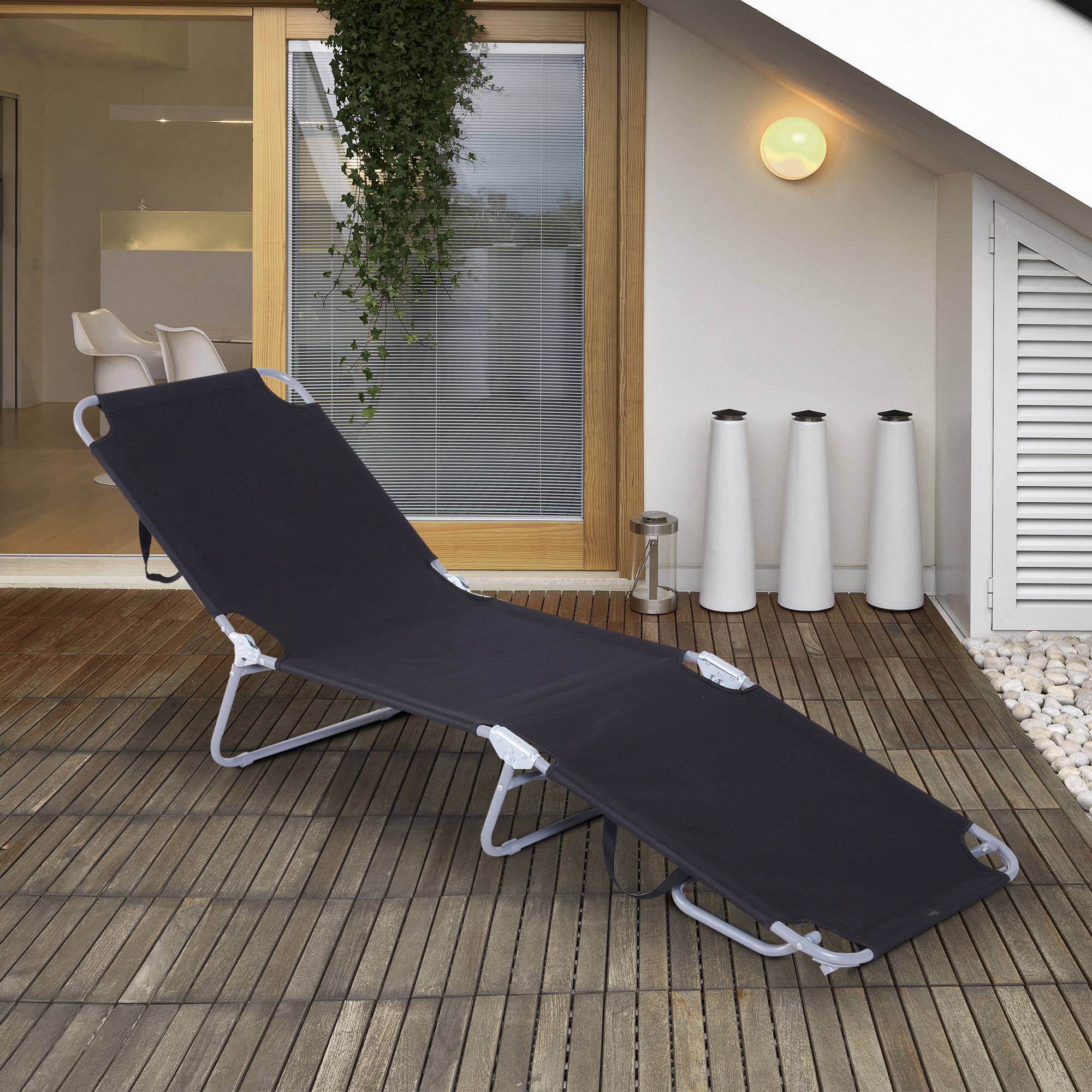 Chaise longue de jardin pliante en métal et tissu Oxford respirant - Image 3