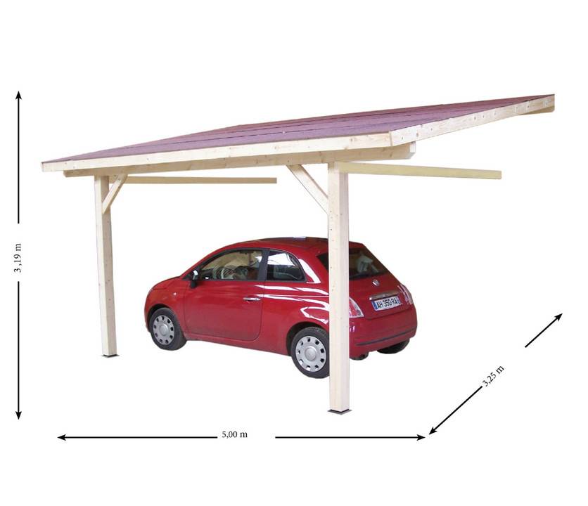 Habrita - Carport monopente mural avec préparation pour couverture légère Habrita - Image 3