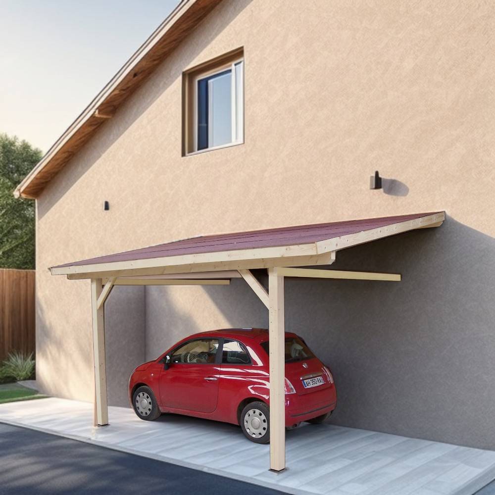 Habrita - Carport monopente mural avec préparation pour couverture légère Habrita - Image 1