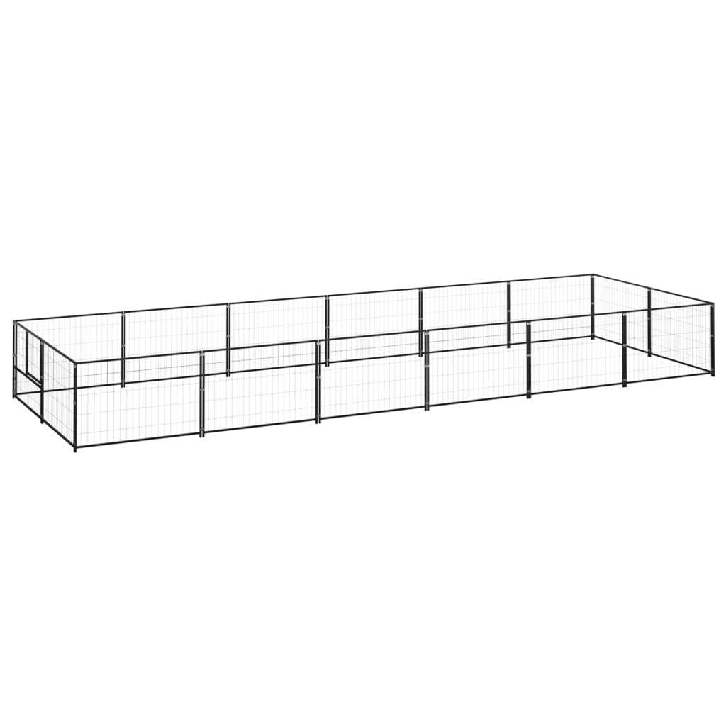 Helloshop26 - Chenil extérieur cage enclos parc animaux chien noir 12 m² acier - Image 1