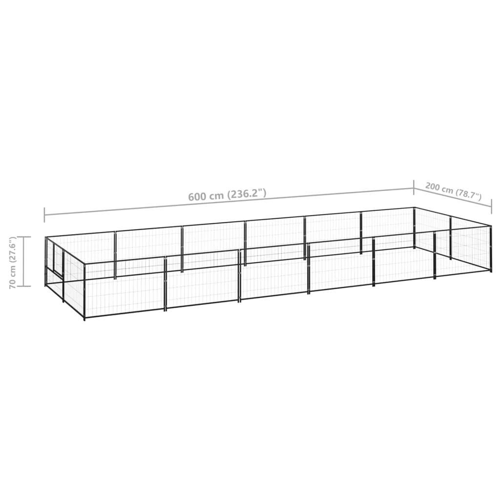 Helloshop26 - Chenil extérieur cage enclos parc animaux chien noir 12 m² acier - Image 2