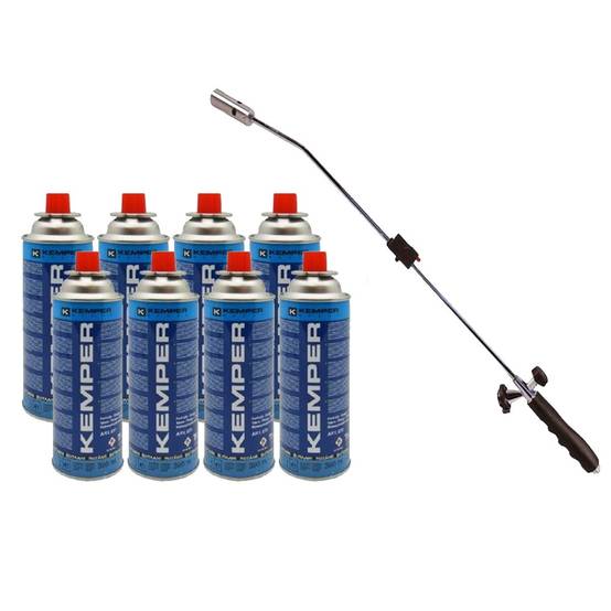 Desherbeur thermique piezo Chalumeau gaz + 8 Recharges gaz KEMPER - Image 1
