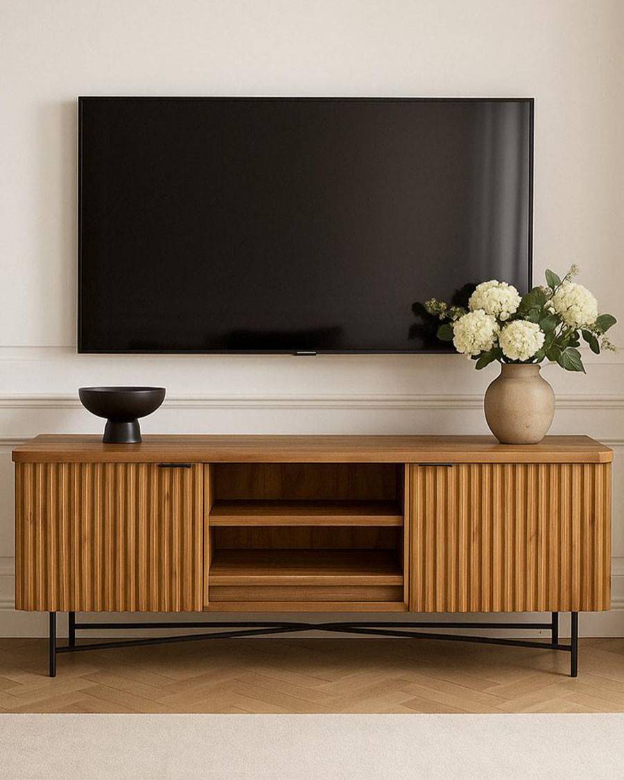 Opéra - Meuble  rétro en teck massif recyclé 140 cm - UNIQKA - Image 2