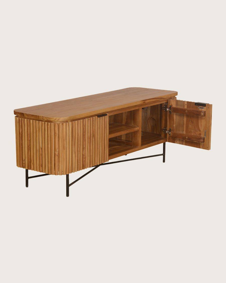 Opéra - Meuble  rétro en teck massif recyclé 140 cm - UNIQKA - Image 4
