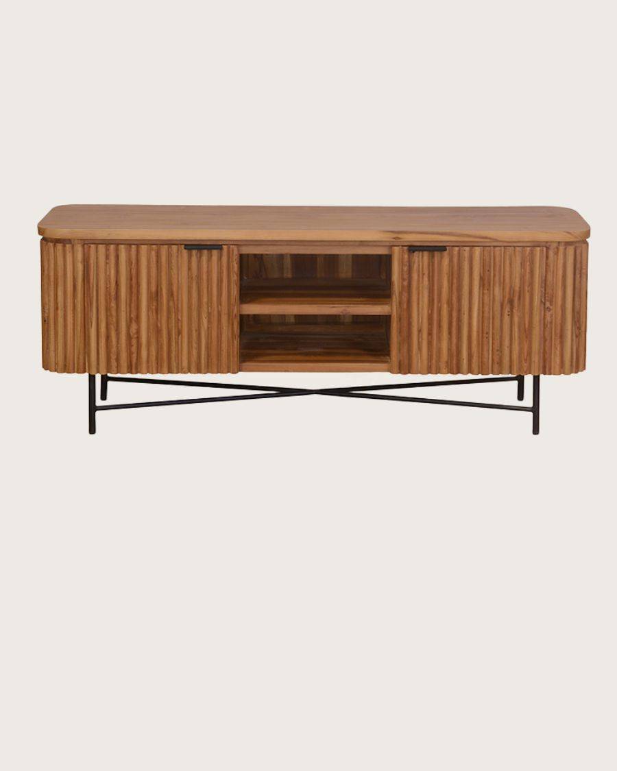 Opéra - Meuble  rétro en teck massif recyclé 140 cm - UNIQKA - Image 1