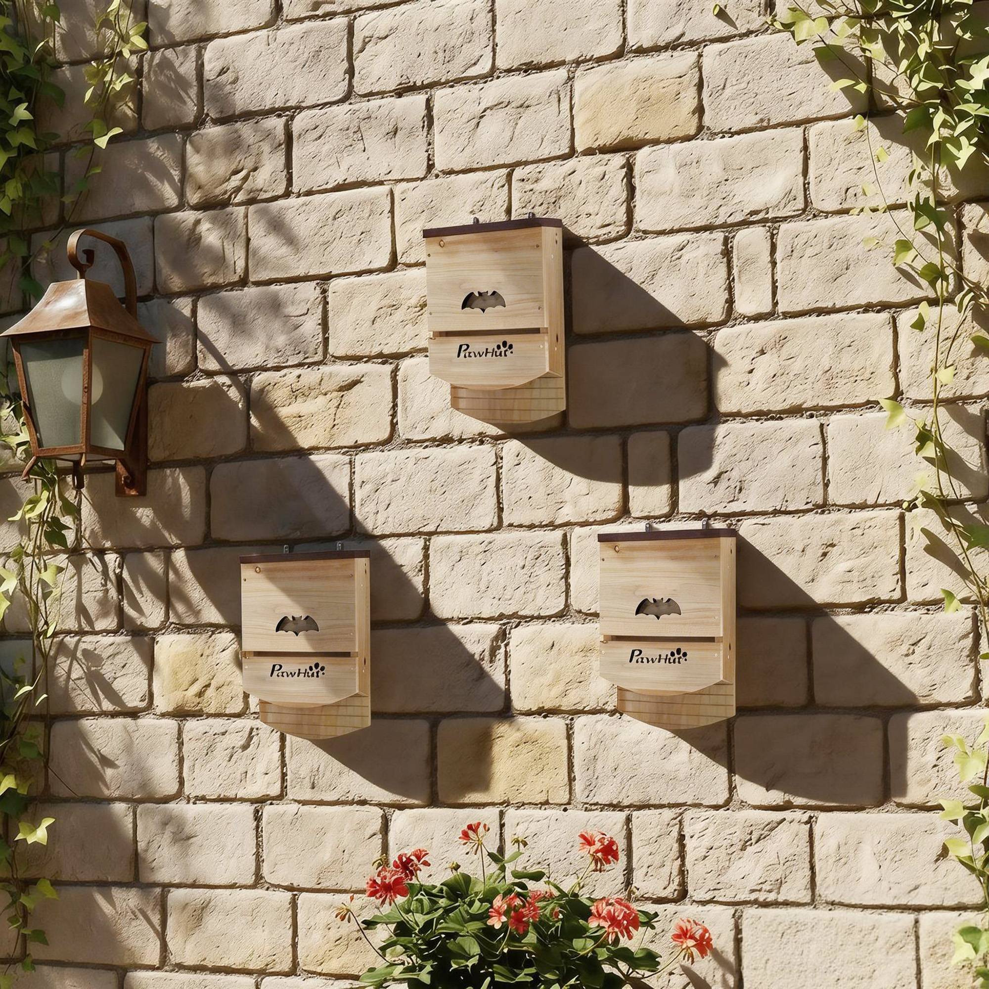 ComfortXL - Lot 3 nichoirs chauves-souris sapin massif plateforme rainurée nuisibles 23x9x36cm naturel - ComfortXL Outdoor Living - Image 3