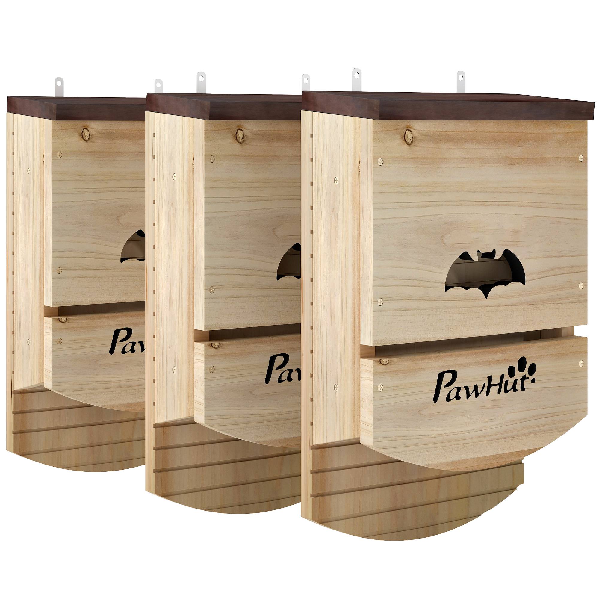 ComfortXL - Lot 3 nichoirs chauves-souris sapin massif plateforme rainurée nuisibles 23x9x36cm naturel - ComfortXL Outdoor Living - Image 1