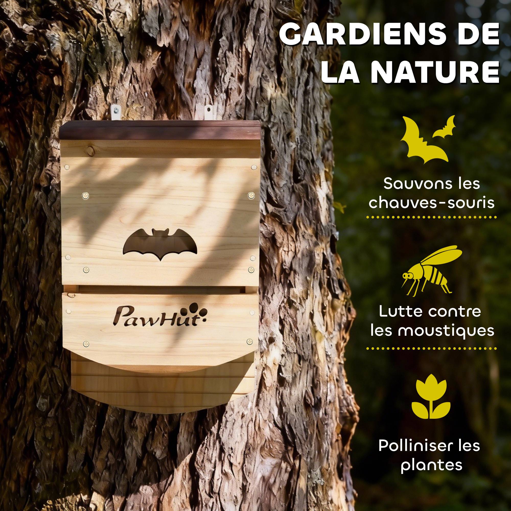 ComfortXL - Lot 3 nichoirs chauves-souris sapin massif plateforme rainurée nuisibles 23x9x36cm naturel - ComfortXL Outdoor Living - Image 8
