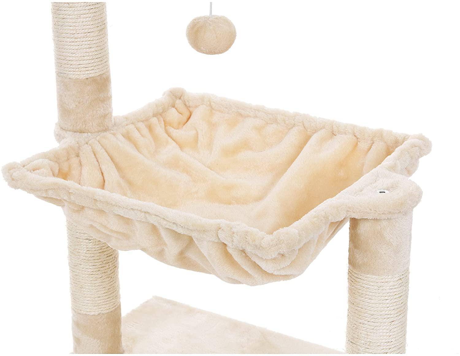 Arbre à chat griffoir niches colonnes renforcées 70 cm beige - Image 3