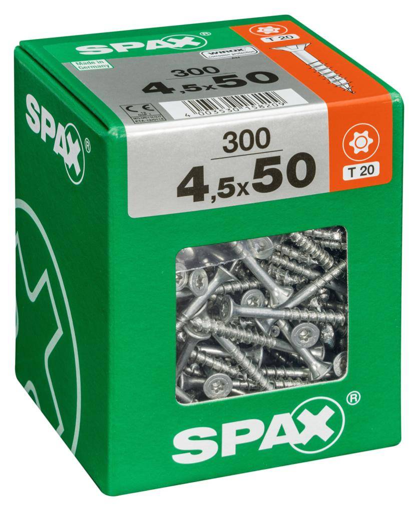 Spax - Lot de 300 vis acier tête fraisée torx SPAX, Diam.4.5 mm x L.50 mm - Image 1