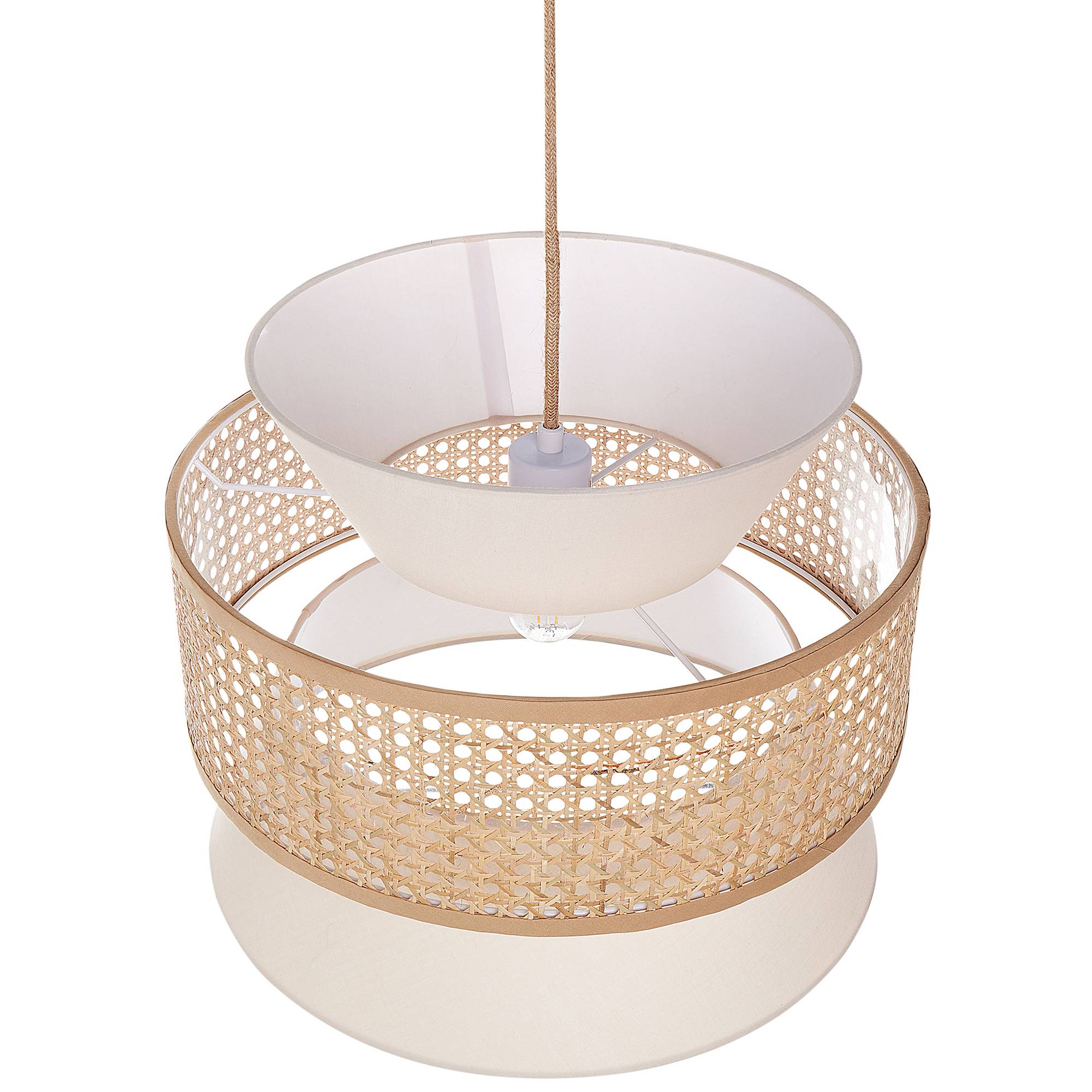Beliani - Lampe suspension Tissu Beige LUYANO - 40x40x167- Beliani - Image 4