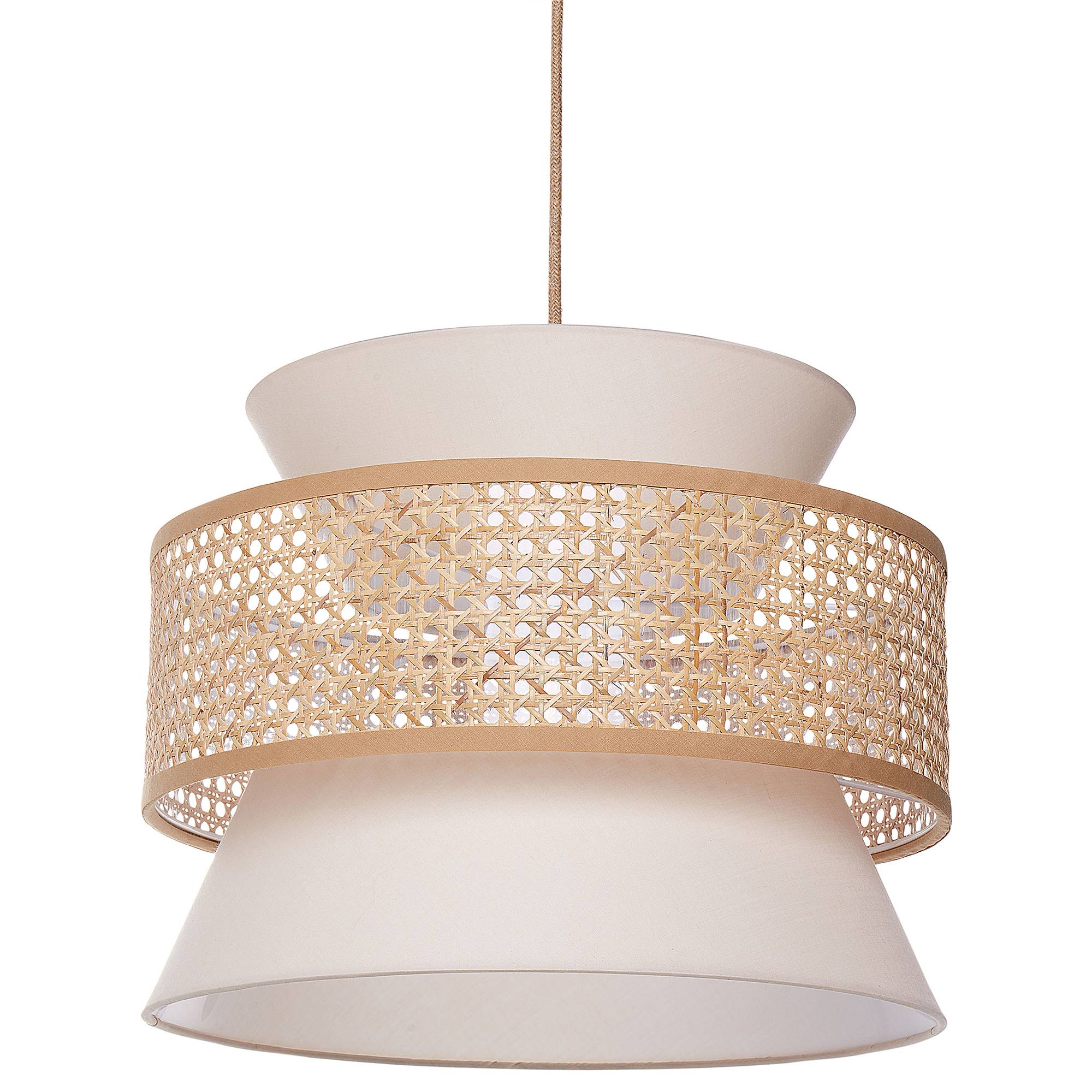 Beliani - Lampe suspension Tissu Beige LUYANO - 40x40x167- Beliani - Image 2