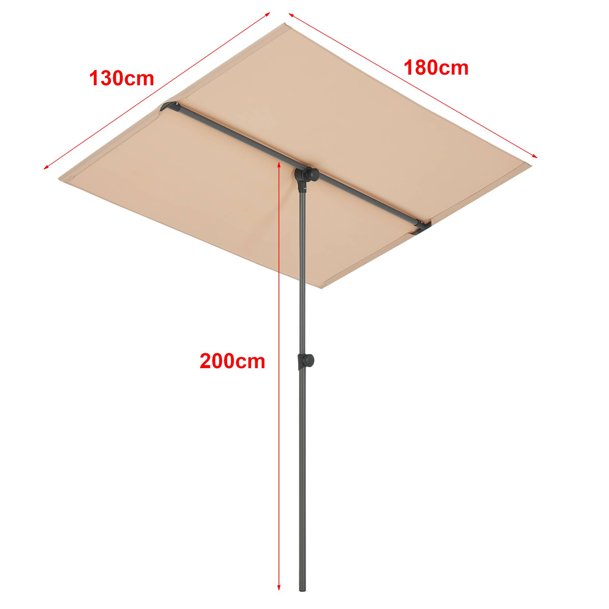 Pro.Tec - Parasol Carsoli inclinable à 360° rectangulaire 180 x 130 cm sable [pro.tec] - Image 3