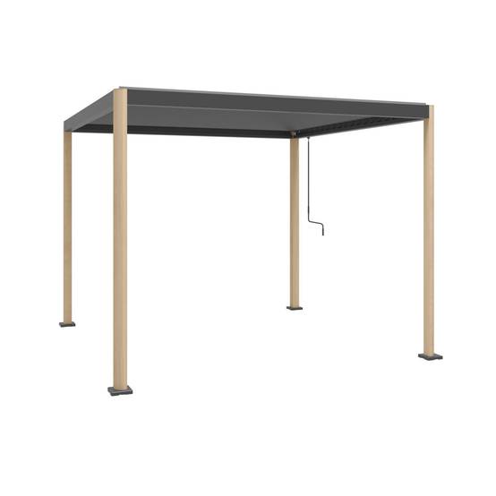 Pergola bioclimatique effet bois aluminium et acier lames orientables 3x3m - Imperial | sweeek - Image 2