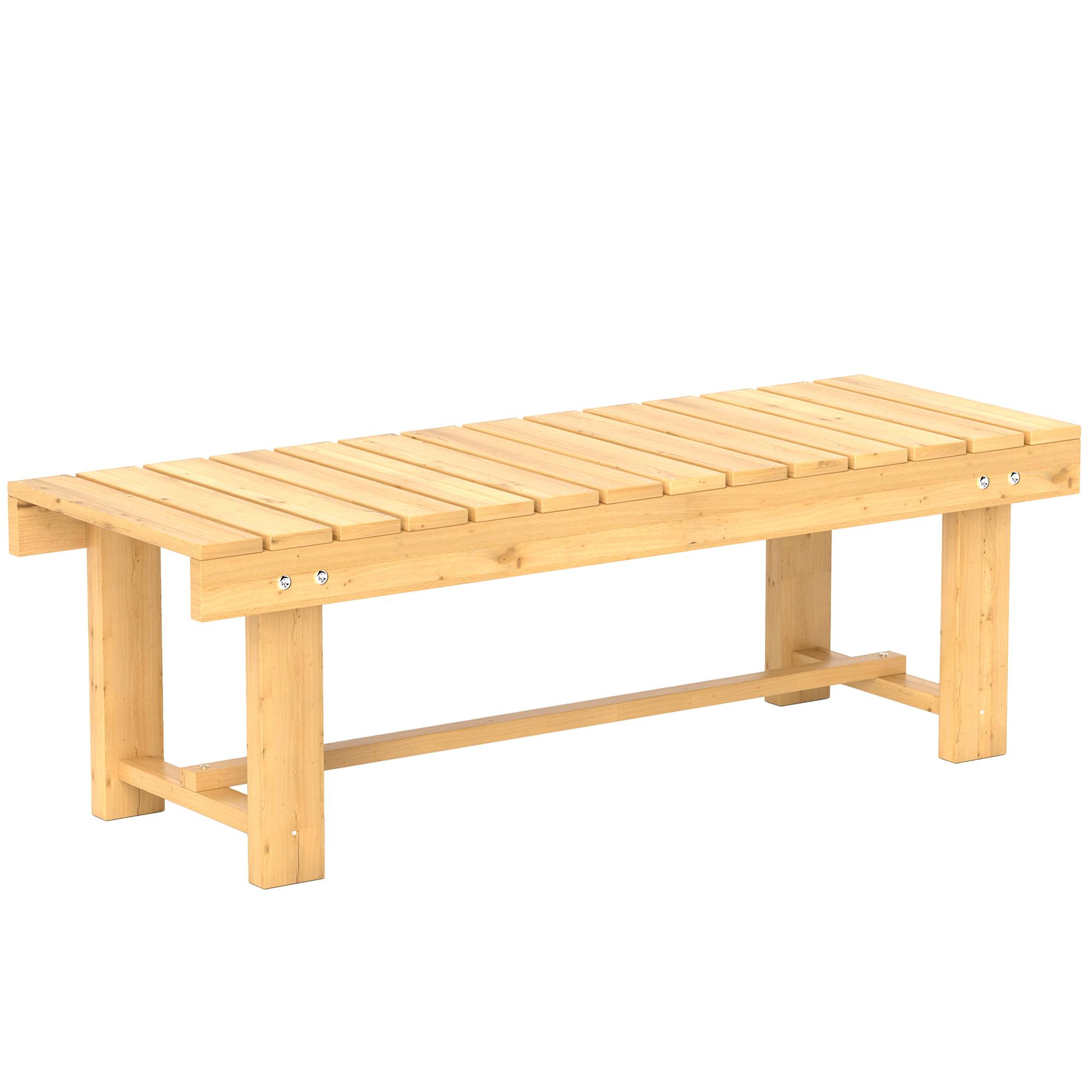 Banc de Jardin 2 Places Style Rural Chic Assise à Lattes dim. 110L x 38l x 35H cm Bois de Sapin pré-huilé - Image 2