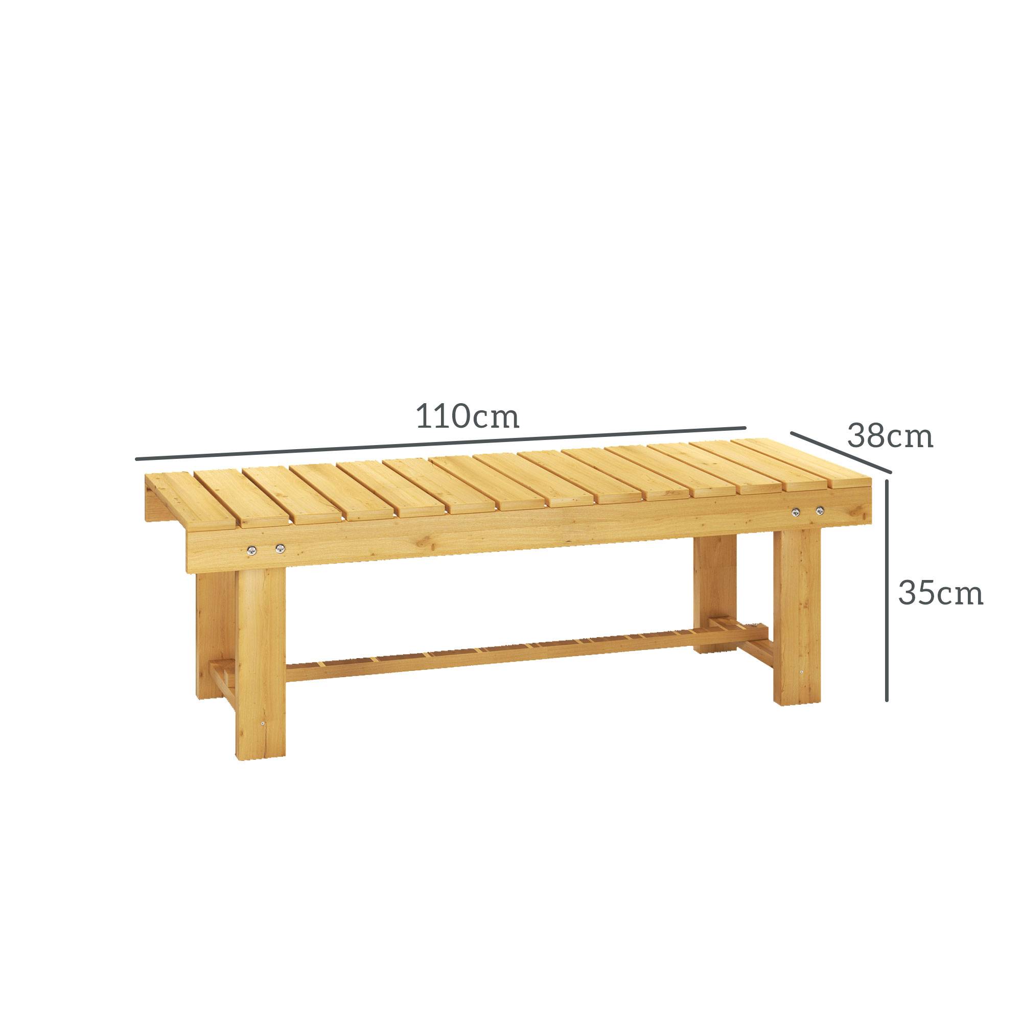 Banc de Jardin 2 Places Style Rural Chic Assise à Lattes dim. 110L x 38l x 35H cm Bois de Sapin pré-huilé - Image 5