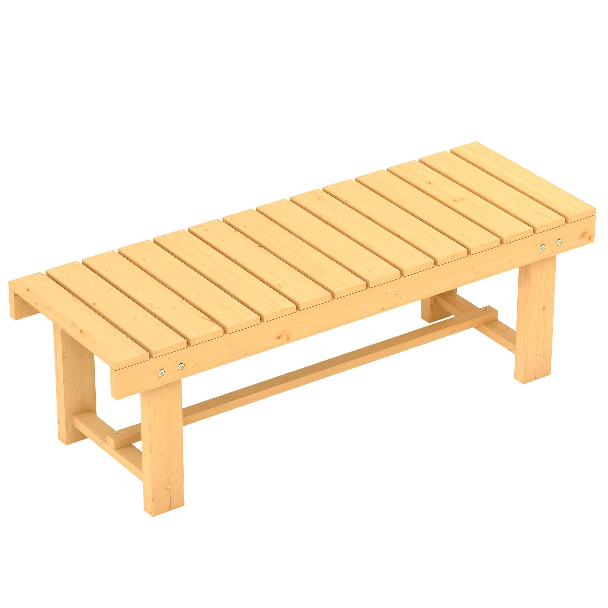 Banc de Jardin 2 Places Style Rural Chic Assise à Lattes dim. 110L x 38l x 35H cm Bois de Sapin pré-huilé - Image 1