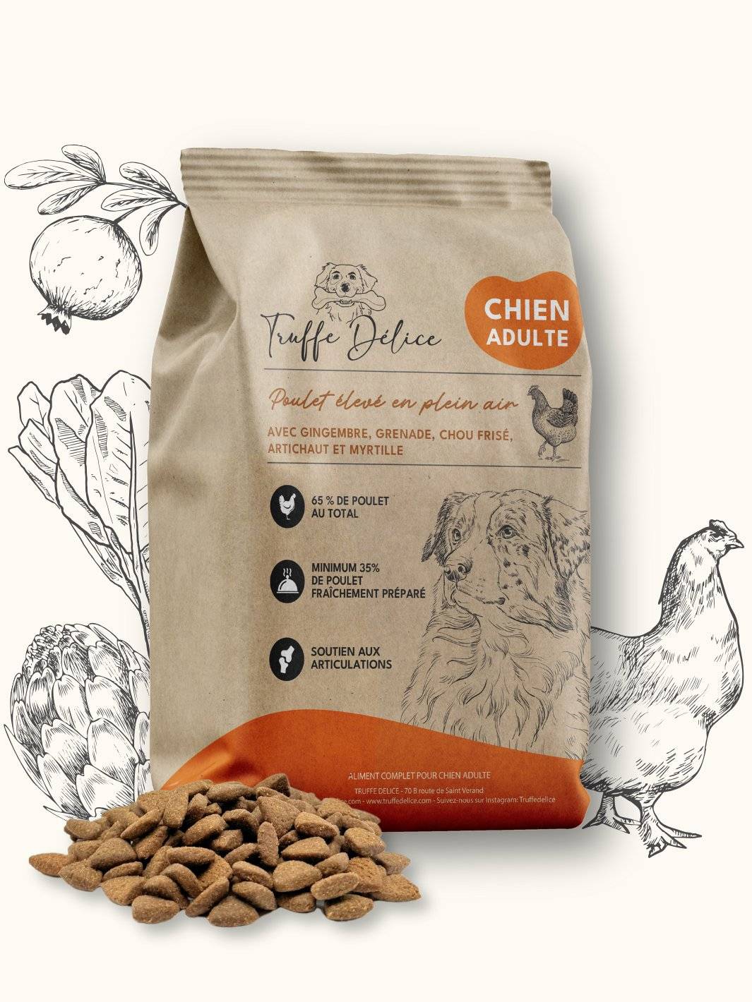 Autre - Croquettes chien adulte - Poulet élevé en plein air Truffe Délice