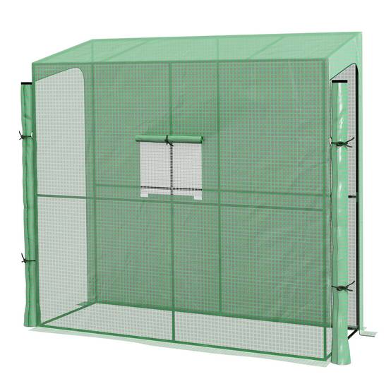 Sans Marque - Serre jardin adossée murale tomate 2 portes zip enroulables 1 fenêtre 200x80x200/180 cm - Image 2