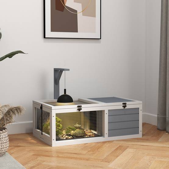 Enclos pour tortues bois gris 81 x 48 x 31.5 cm - PANGIVO - Image 3