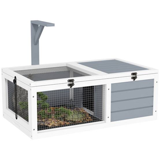 Enclos pour tortues bois gris 81 x 48 x 31.5 cm - PANGIVO - Image 1
