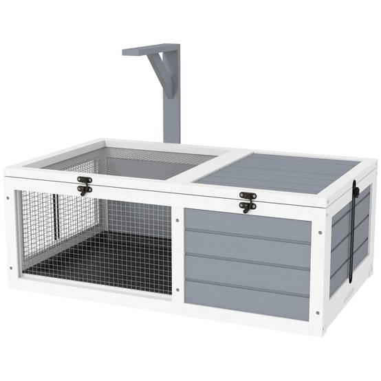 Enclos pour tortues bois gris 81 x 48 x 31.5 cm - PANGIVO - Image 2