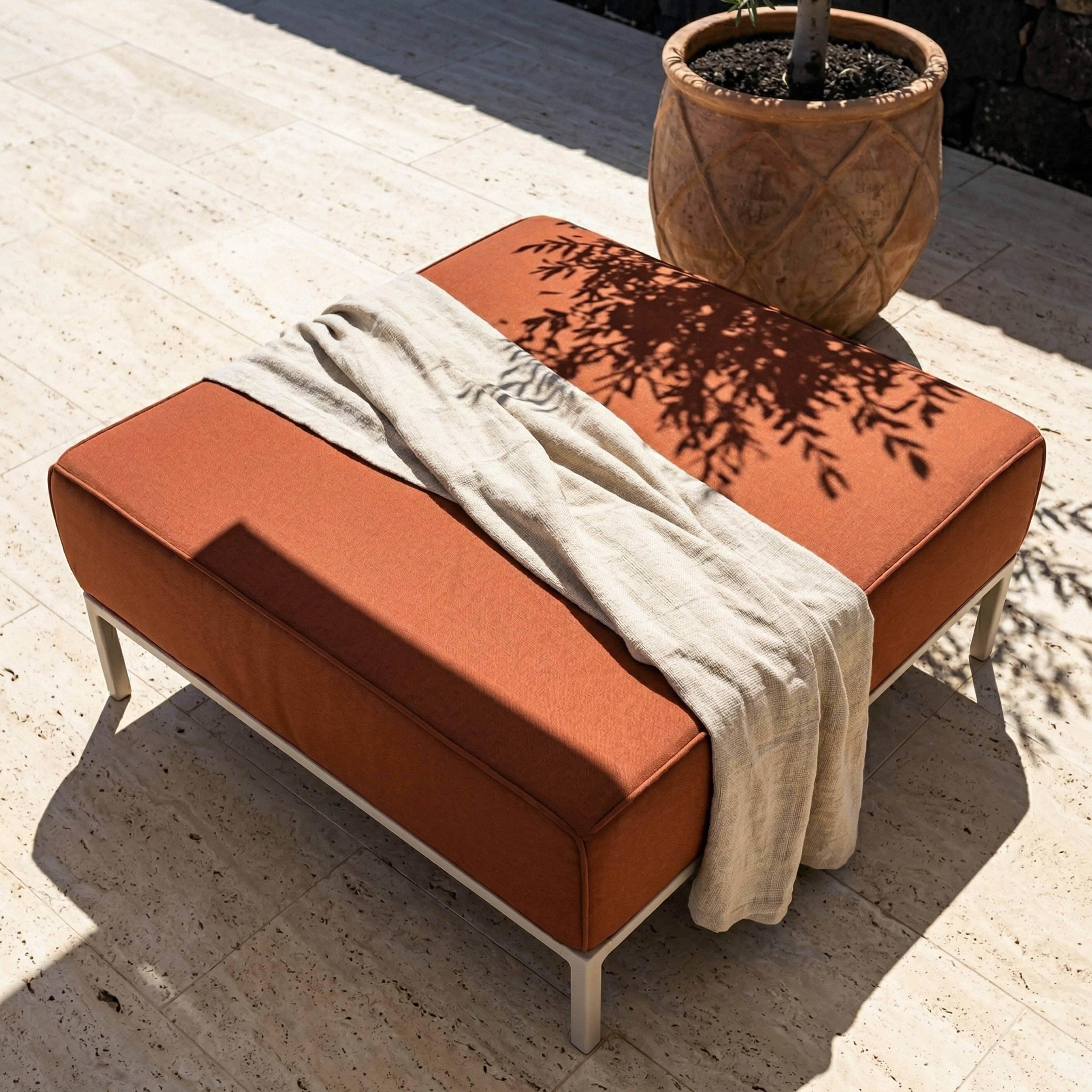 Oviala - Pouf pour salon de jardin modulable en tissu terracotta Patio - Oviala - Image 3