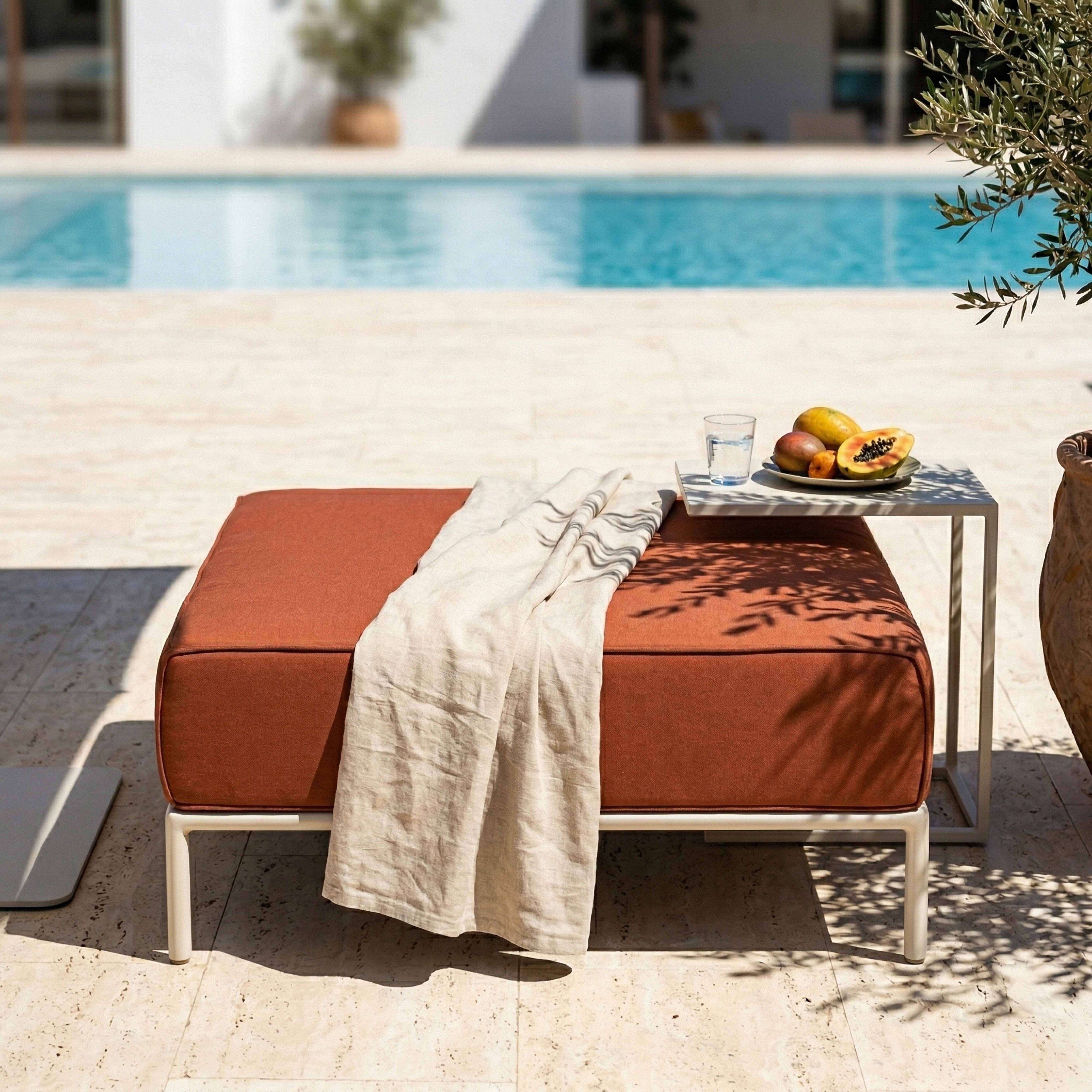 Oviala - Pouf pour salon de jardin modulable en tissu terracotta Patio - Oviala - Image 4