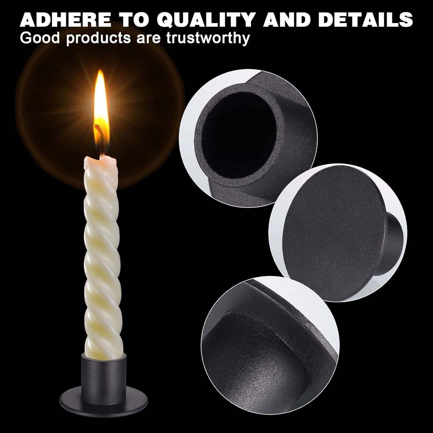 6 pièces bougeoirs en fer noir, bougeoirs décoratifs de table en métal rouillé vintage pour mariages, fêtes, Saint-Valentin, anniversaires-Lytech - Image 4
