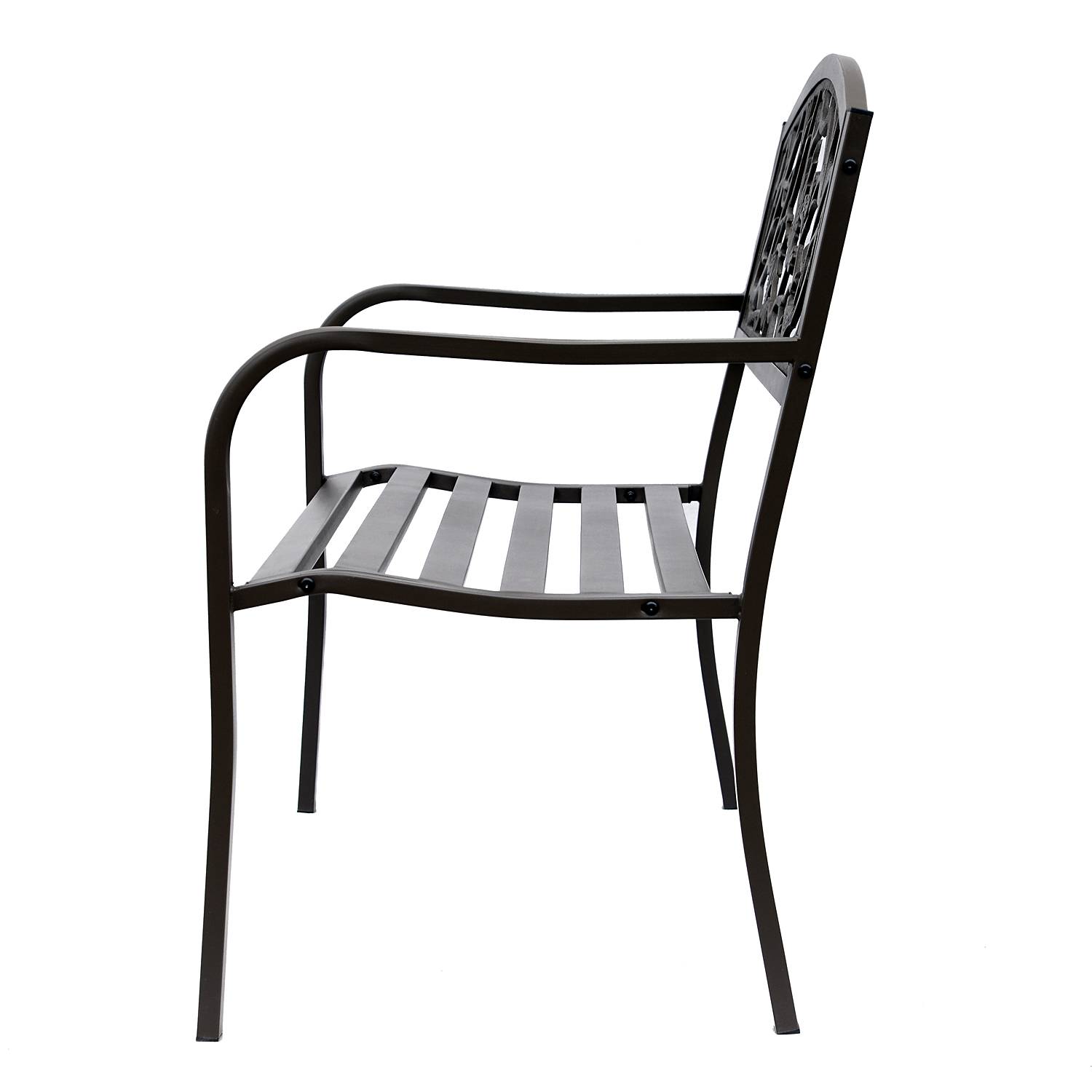 Outsunny - Banc 3 places de jardin terrasse style rural chic 127L x 60l x 85H cm métal époxy anticorrosion brun - Outsunny - Image 6