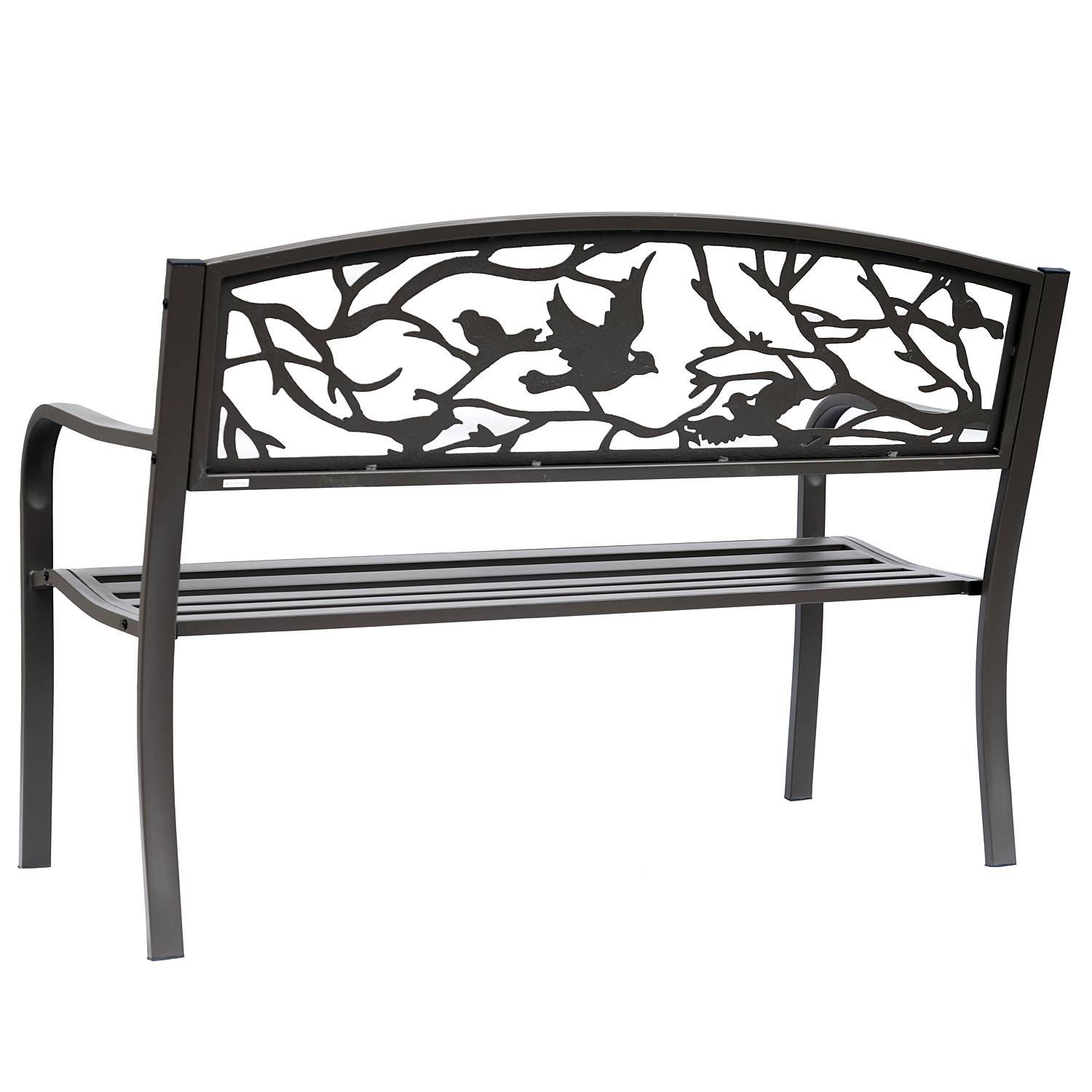 Outsunny - Banc 3 places de jardin terrasse style rural chic 127L x 60l x 85H cm métal époxy anticorrosion brun - Outsunny - Image 5