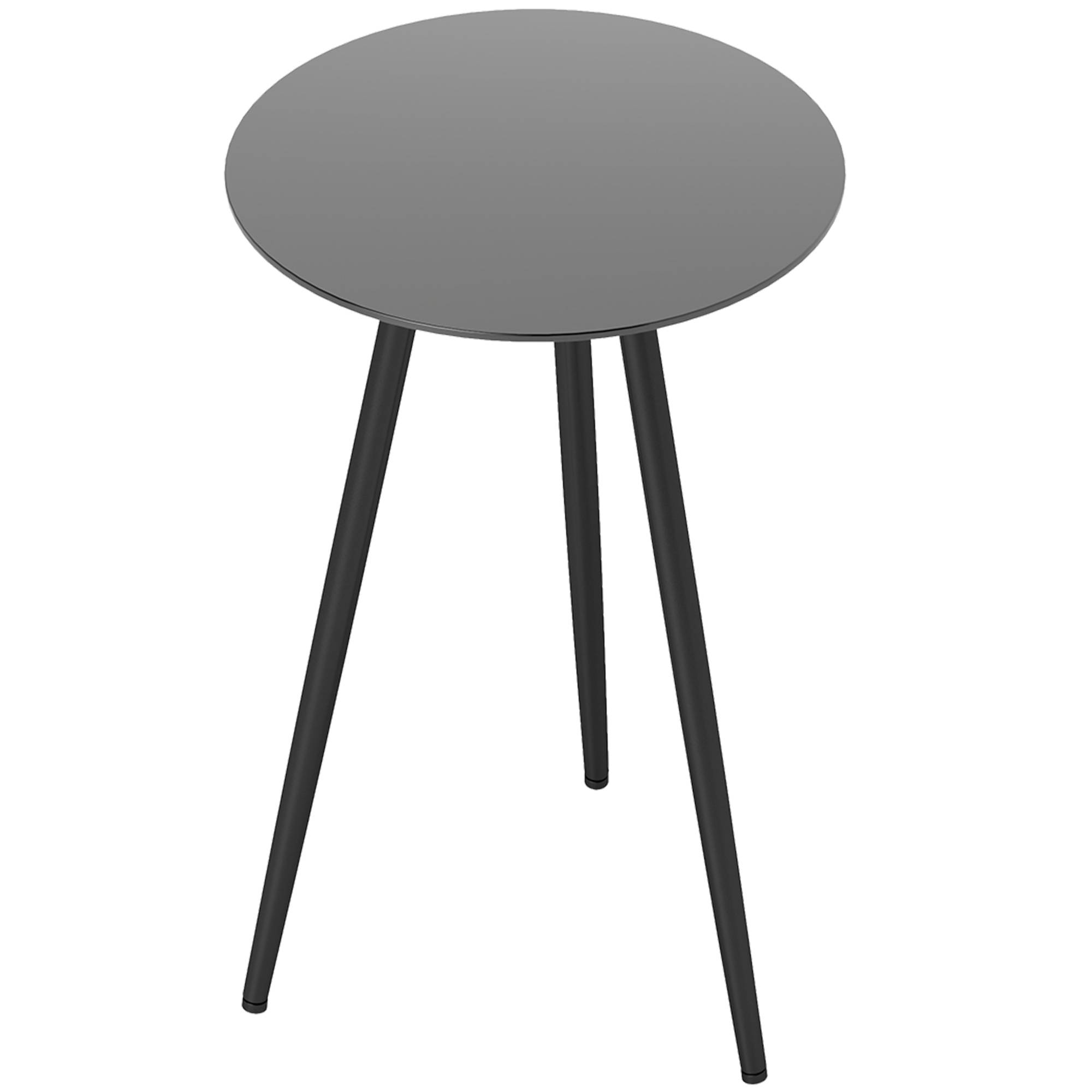 Petite table basse ronde, table d'appoint, plateau en verre trempé, pieds effilés, cadre en acier, Ø 40 x 50 cm, noir - Image 2