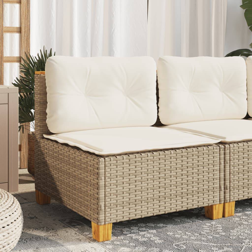 Canapé Modulaire sans Accoudoirs Rotin Synthétique pour Salon de Jardin – Terrasse Beige – ComfortXL Outdoor Living - Image 3