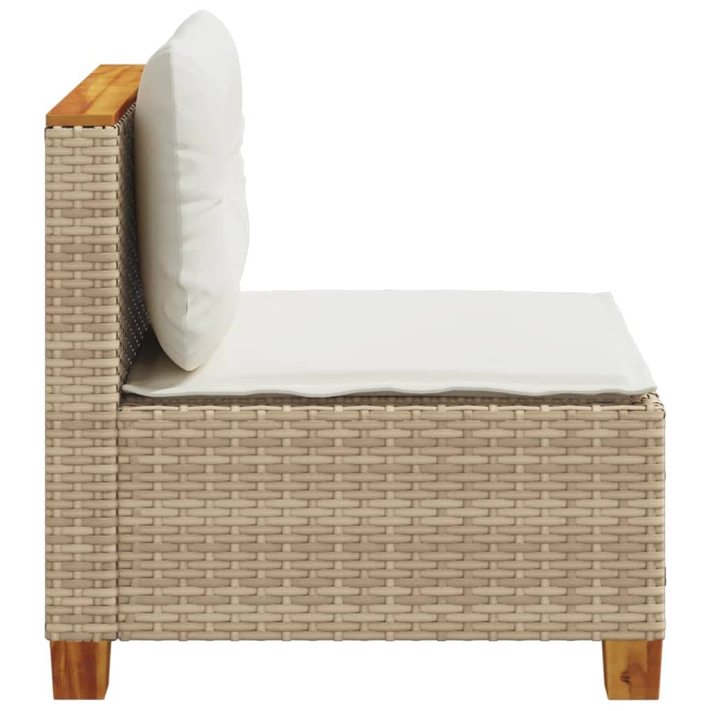 Canapé Modulaire sans Accoudoirs Rotin Synthétique pour Salon de Jardin – Terrasse Beige – ComfortXL Outdoor Living - Image 5