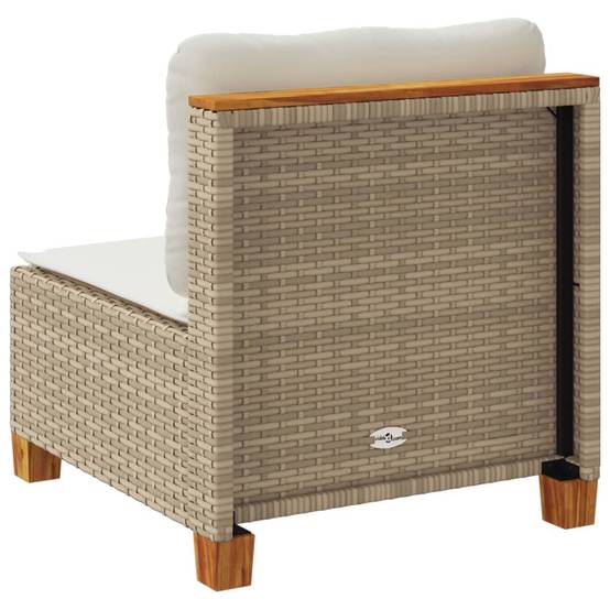 Canapé Modulaire sans Accoudoirs Rotin Synthétique pour Salon de Jardin – Terrasse Beige – ComfortXL Outdoor Living - Image 6