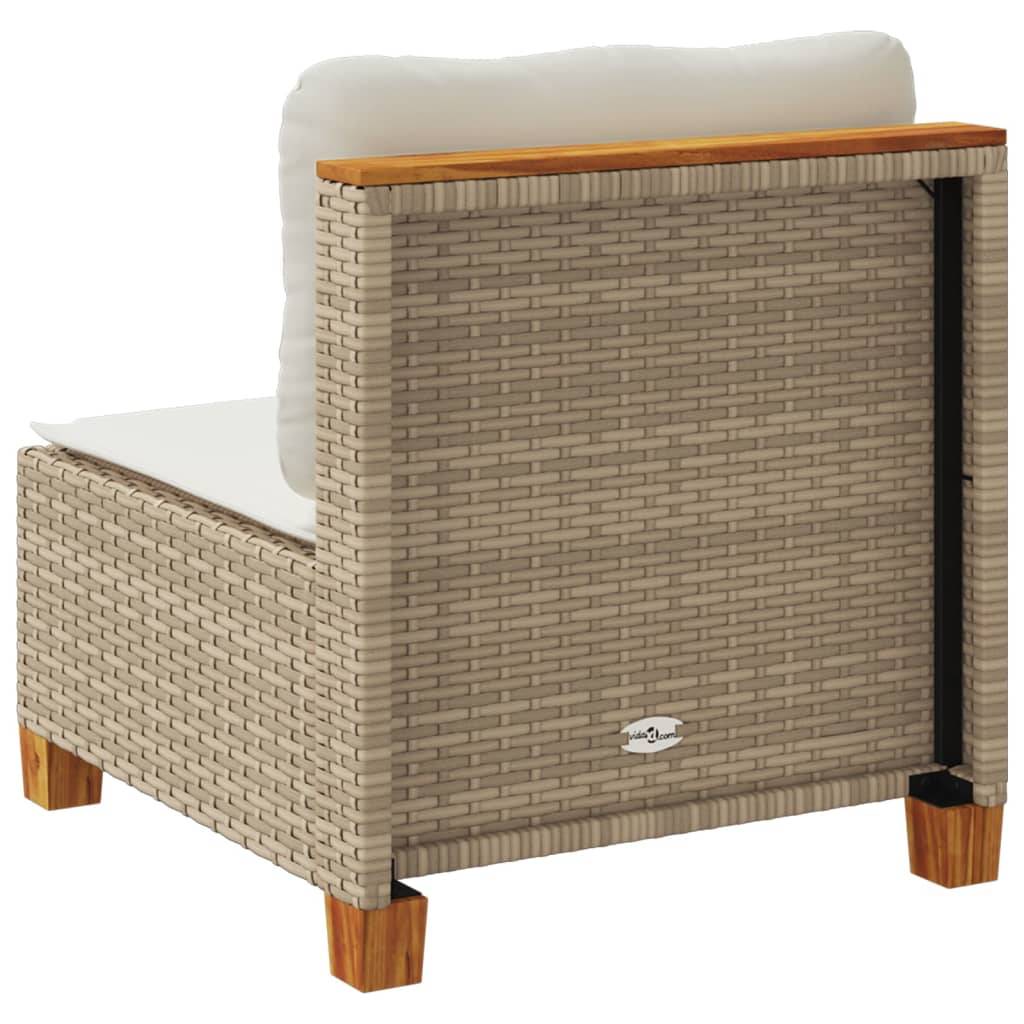 Canapé Modulaire sans Accoudoirs Rotin Synthétique pour Salon de Jardin – Terrasse Beige – ComfortXL Outdoor Living - Image 6