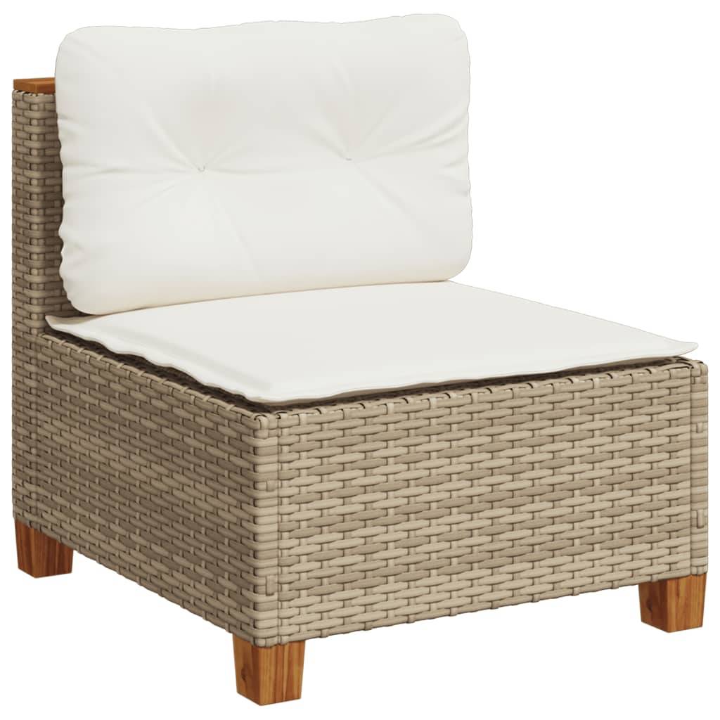 Canapé Modulaire sans Accoudoirs Rotin Synthétique pour Salon de Jardin – Terrasse Beige – ComfortXL Outdoor Living - Image 2