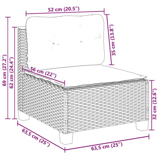 Canapé Modulaire sans Accoudoirs Rotin Synthétique pour Salon de Jardin – Terrasse Beige – ComfortXL Outdoor Living - Image 8