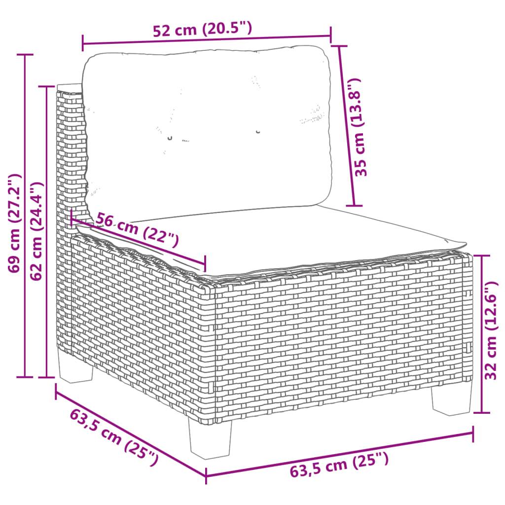 Canapé Modulaire sans Accoudoirs Rotin Synthétique pour Salon de Jardin – Terrasse Beige – ComfortXL Outdoor Living - Image 8