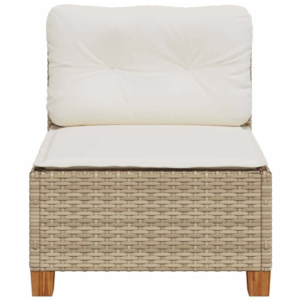 Canapé Modulaire sans Accoudoirs Rotin Synthétique pour Salon de Jardin – Terrasse Beige – ComfortXL Outdoor Living - Image 4