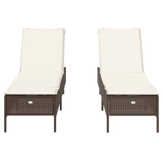 Duo Lits Bain Soleil Marron Résine Tressée Inclinable 5 Niveaux Matelas Blanc – ComfortXL Outdoor Living - Image 5