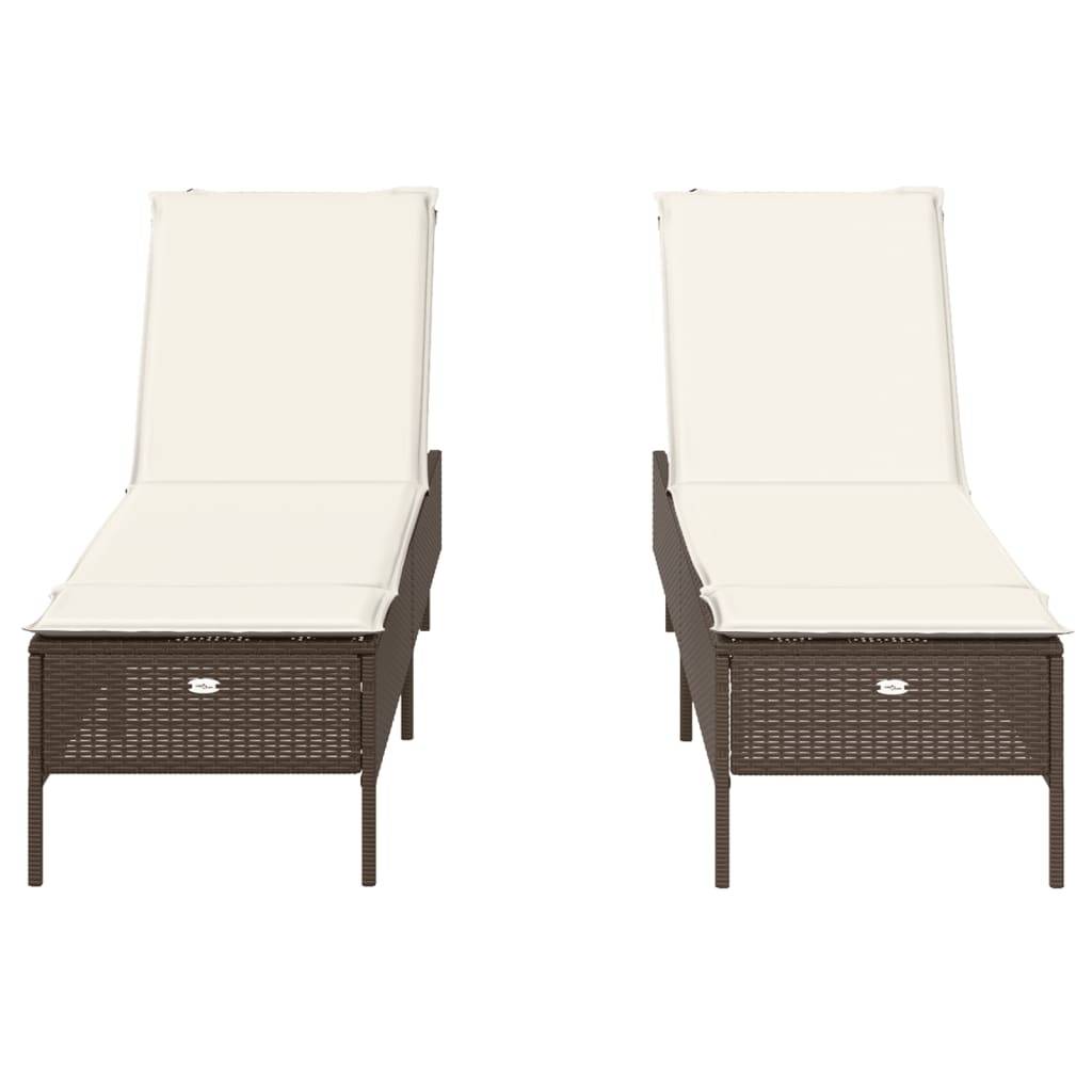 Duo Lits Bain Soleil Marron Résine Tressée Inclinable 5 Niveaux Matelas Blanc – ComfortXL Outdoor Living - Image 5