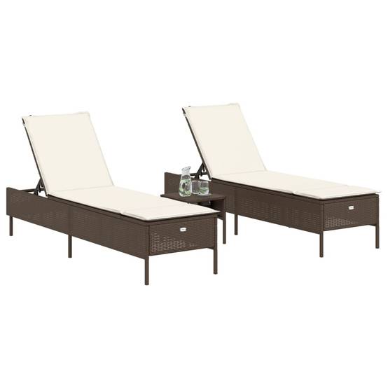 Duo Lits Bain Soleil Marron Résine Tressée Inclinable 5 Niveaux Matelas Blanc – ComfortXL Outdoor Living - Image 3