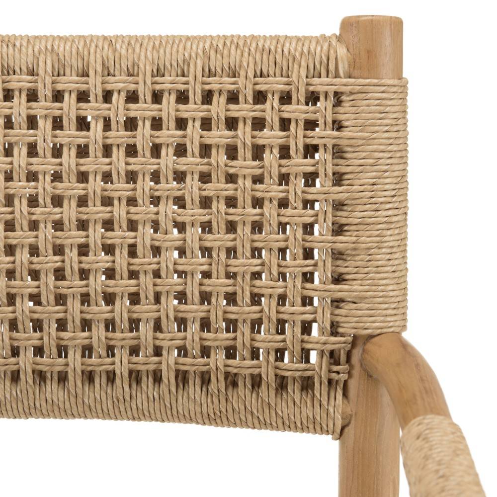 Macabane - VALERIA - Lot de 2 fauteuils jardin accoudoirs bois teck rotin beige - Image 5