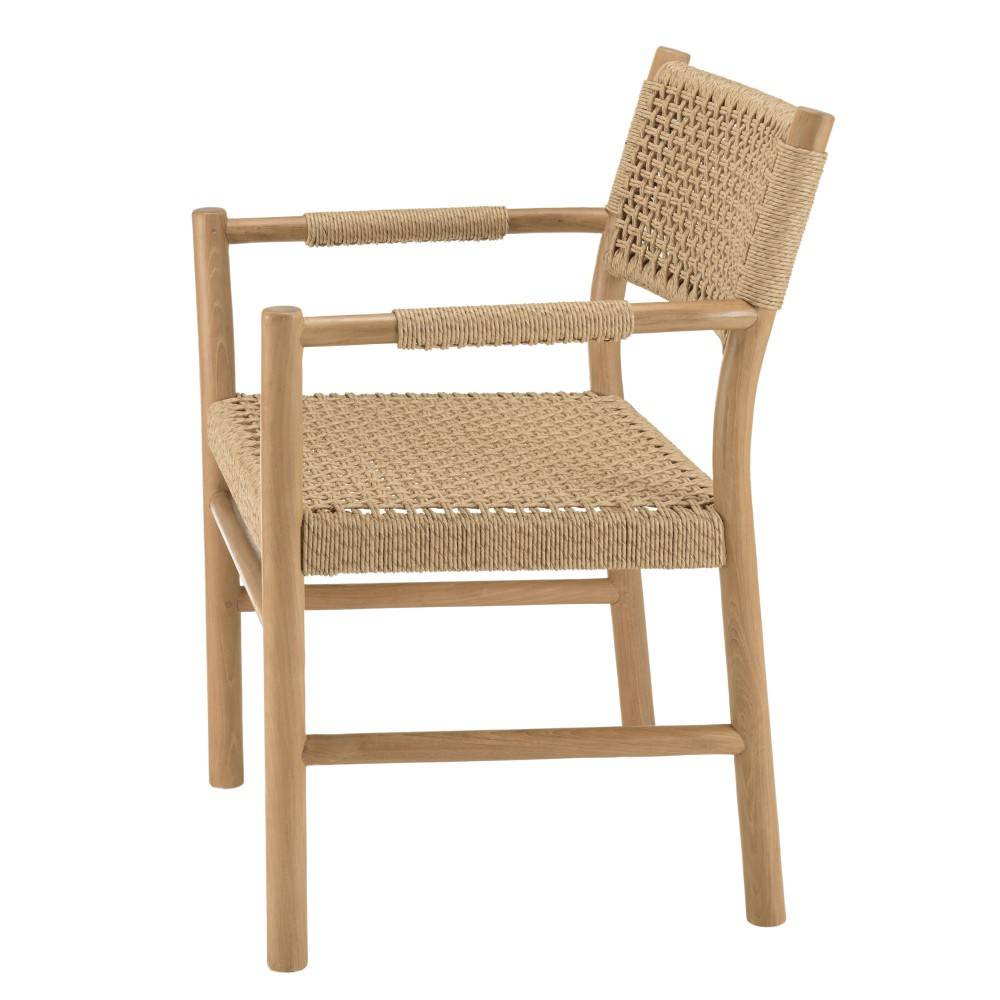 Macabane - VALERIA - Lot de 2 fauteuils jardin accoudoirs bois teck rotin beige - Image 8