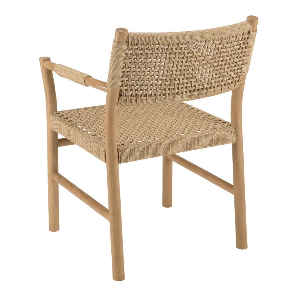 Macabane - VALERIA - Lot de 2 fauteuils jardin accoudoirs bois teck rotin beige - Image 6
