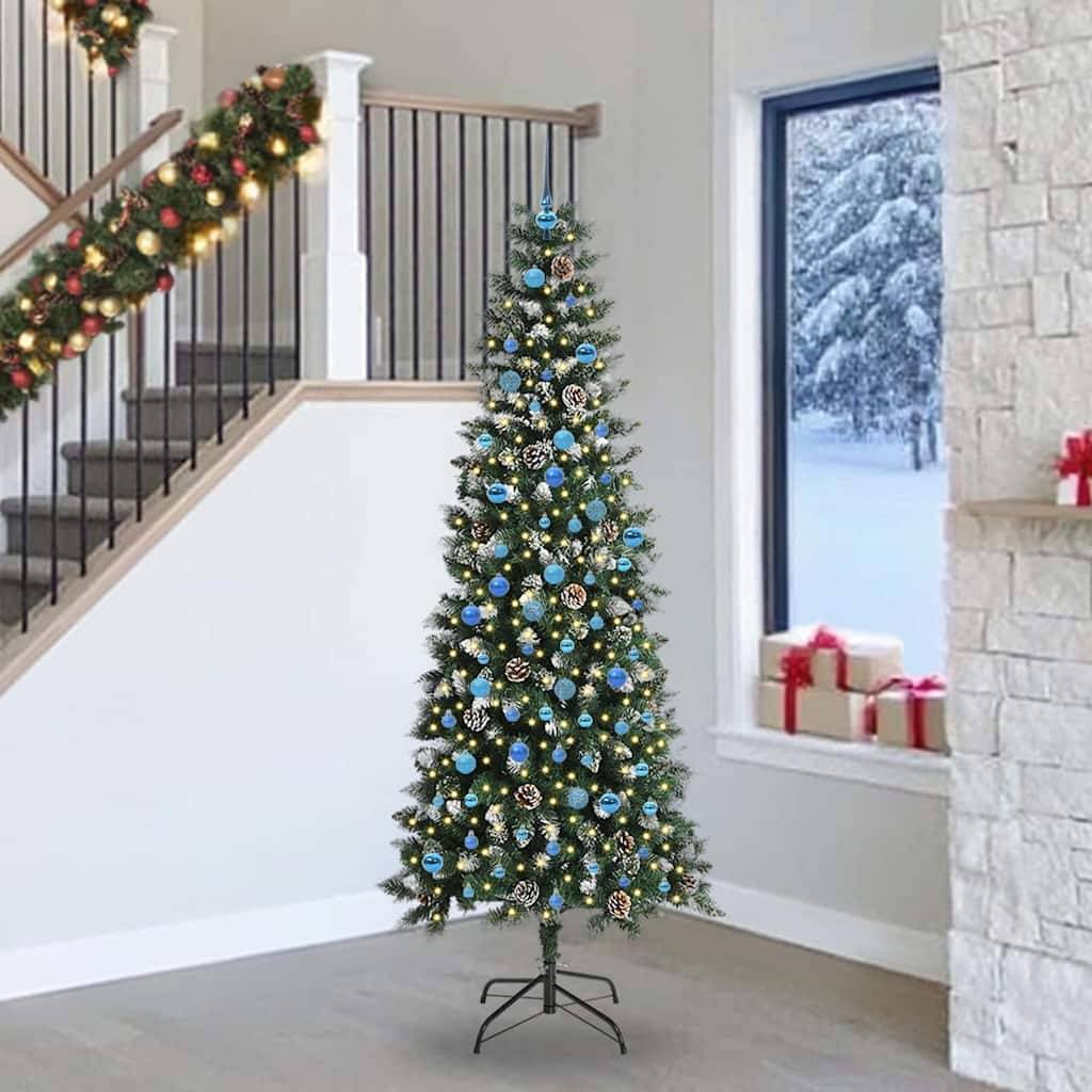 Sapin de Noël | Arbre de Noël artificiel Vert 240 cm PVC, plastique et acier Maison Chic - Image 2